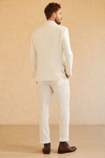 White Peak Lapel Single Breasted 3 Piece menn Wedding Suits